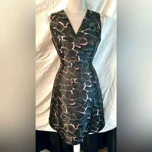Emporio Armani Black, Olive, Mauve Camo Sleeveless Dress, EU Size 44